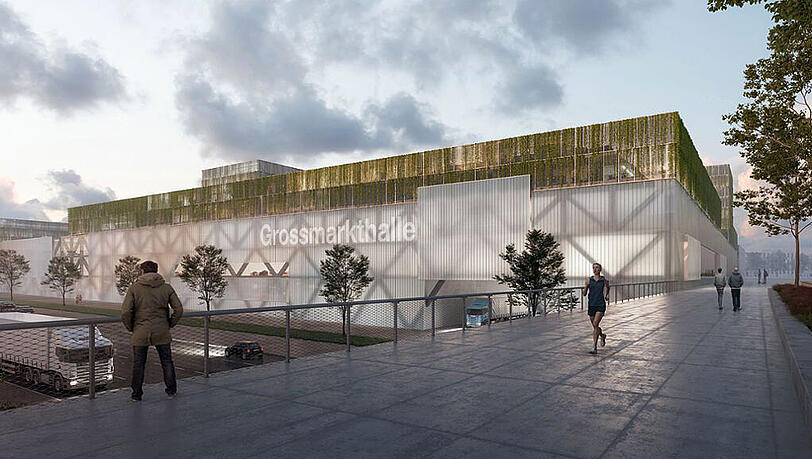 Der erste Entwurf einer mehrstöckigen neuen Großmarkthalle, den das Umschlagzentrum Großmarkt München (UGM) 2018 vorgelegt hatte. Der erste Entwurf einer mehrstöckigen neuen Großmarkthalle, den das Umschlagzentrum Großmarkt München (UGM) 2018 vorgelegt hatte.
