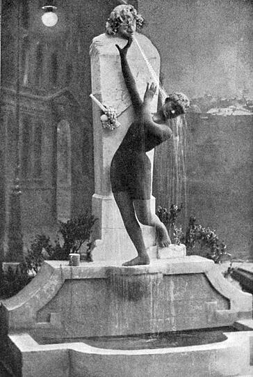 Auch der Heimatschriftsteller Ludwig Ganghofer hat die Geschichte des Brunnenbuberls literarisch verarbeitet. Hier ein Szenenbild aus dem Jahr 1910 oder 1911 bei einem "Künstler Cabaret".