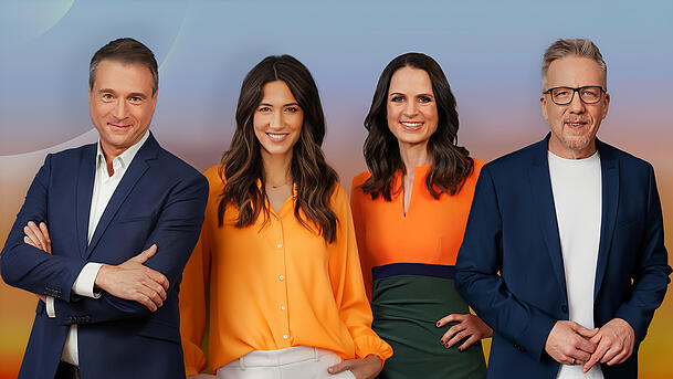 J&ouml;rg Boecker, Sabrina Ilski, Sybille Scharr und Jan Malte Andresen moderieren das neue RTL-Magazin "Deutschland am Morgen".
