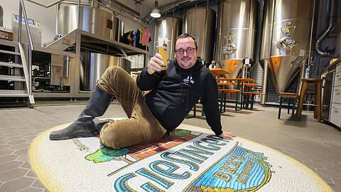 Steffen Marx  beim 10-Jahre-Jubil&auml;um in seinem Giesinger Br&auml;u am Giesinger Berg.