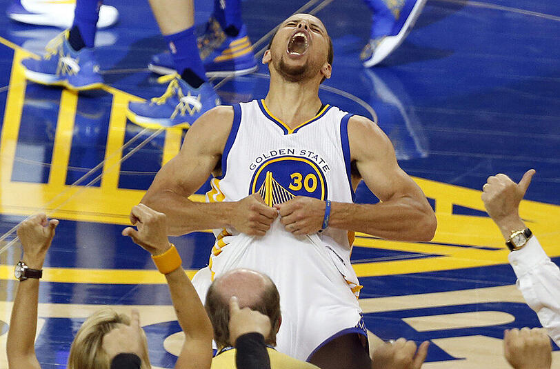 In Ekstase: Stephen Curry, Matchwinner der Golden State Warriors.
