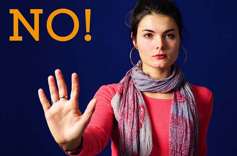 Gewalt gegen Frauen? No! Anna Epifani ist das Gesicht der neuen Kampagne des Frauennotrufs.