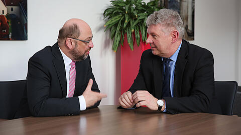 Bürobesuch: Martin Schulz traf sich unter anderem auch noch mit Oberbürgermeister Dieter Reiter im Rathaus.