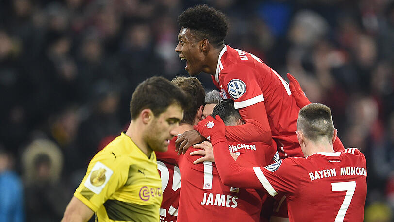 20.12.2017: Im Achtelfinale des DFB-Pokals besiegt der FC Bayern Borussia Dortmund mit 2:0.