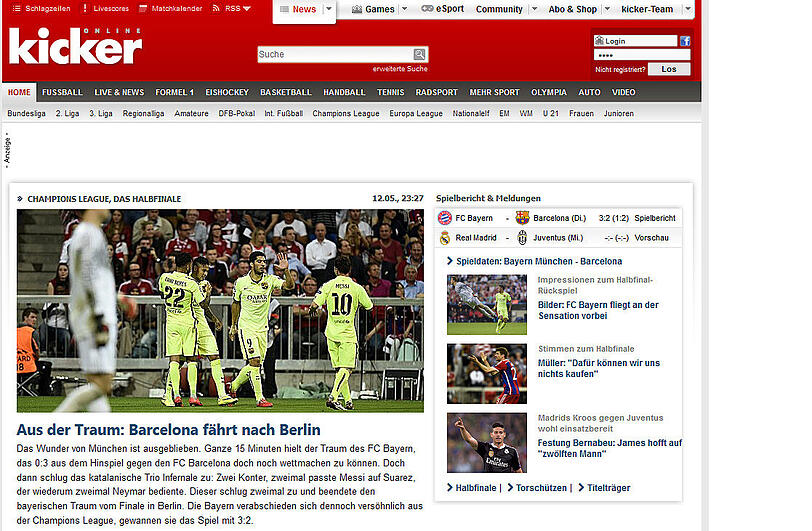 Die internationalen Pressestimmen 3:2-Sieg des FC Bayern gegen Barcelona.