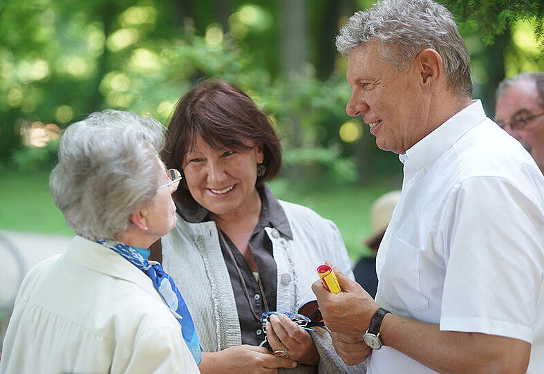 Dieter Reiter mit Frau Petra im Biergarten Alte Messe.