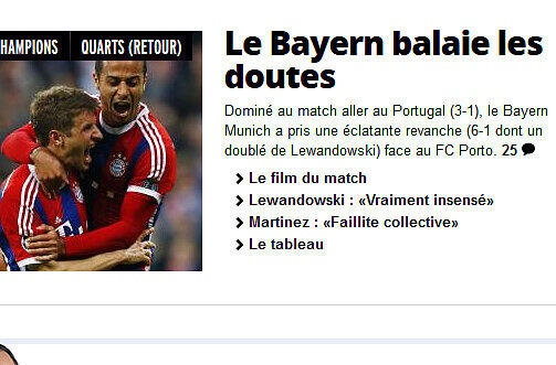 Frankreich - L'Equipe: "Bayern fegt die Zweifel weg"