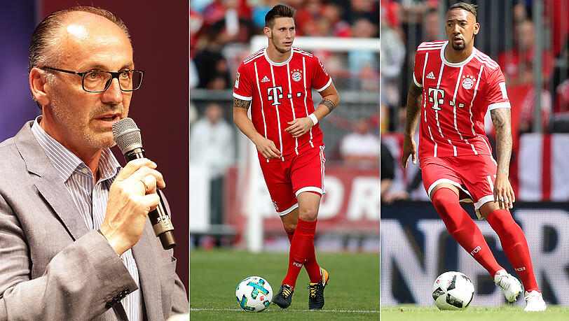 Niklas Süle (Mitte) und Jérôme Boateng sind Konkurrenten in der Innenverteidigung des FC Bayern. Weltmeister Jürgen Kohler (links) beurteilt das Duo. Niklas Süle (Mitte) und Jérôme Boateng sind Konkurrenten in der Innenverteidigung des FC Bayern. Weltmeister Jürgen Kohler (links) beurteilt das Duo.