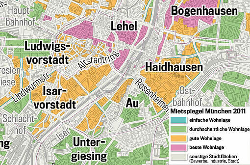 Zahlen Sie zu viel Miete? Klicken Sie durch die verschiedenen Viertel, und checken, in welcher Lage Sie wohnen.