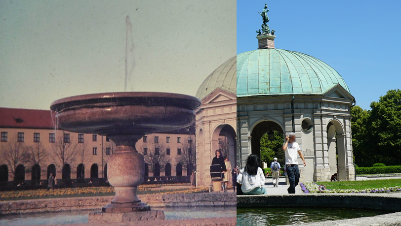 Links der Dianatempel um 1971 und rechts 48 Jahre später im Jahr 2019.