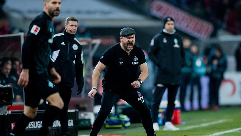 Stets mit vollem Einsatz dabei: Kölns Trainer Steffen Baumgart - hier bei der Partie gegen Werder Bremen.