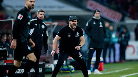 Stets mit vollem Einsatz dabei: Kölns Trainer Steffen Baumgart - hier bei der Partie gegen Werder Bremen.