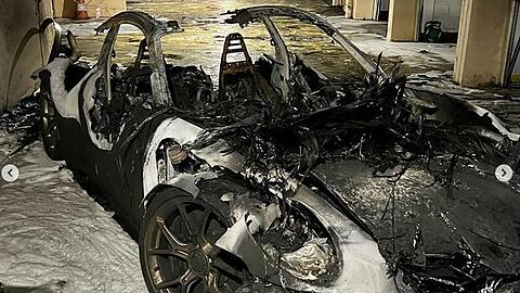 Der ausgebrannte Porsche der Geissens