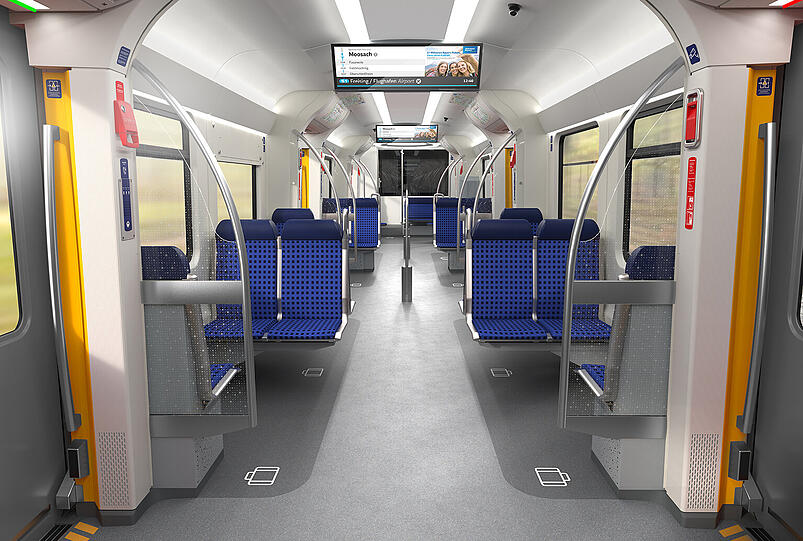 In der modernisierten S-Bahn weitet sich der Durchgang zum Sitzbereich deutlich.