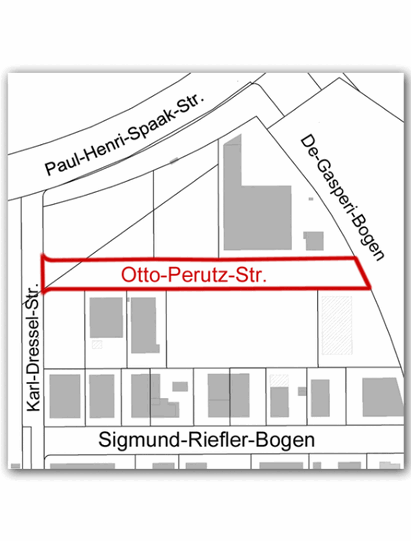 Hier verläuft die Otto Perutz Straße.