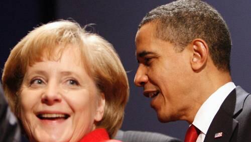 Eine gelöste Angela Merkel neben US-Präsident Barack Obama beim Abschluss des Gipfels. Eine gelöste Angela Merkel neben US-Präsident Barack Obama beim Abschluss des Gipfels.
