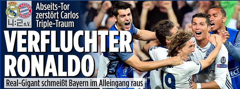 Die Bild feiert Cristiano Ronaldo, doch vergisst auch auch das Abseitstor nicht.