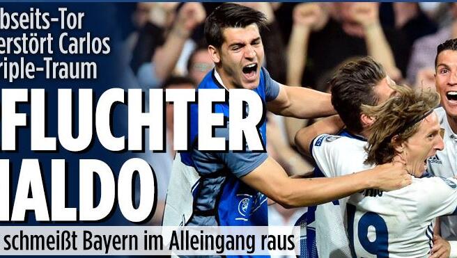 Die Bild feiert Cristiano Ronaldo, doch vergisst auch auch das Abseitstor nicht. Die Bild feiert Cristiano Ronaldo, doch vergisst auch auch das Abseitstor nicht.