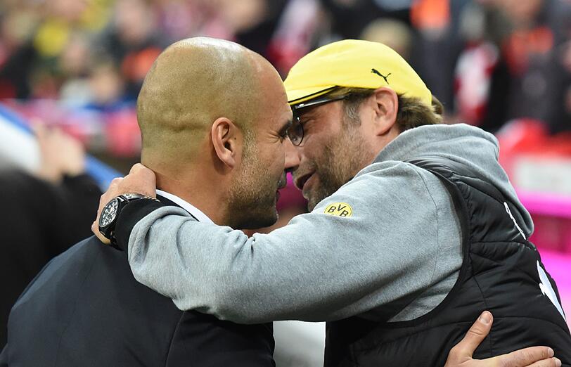Wiedersehen macht Freude? Bayern-Trainer Pep Guardiola (l.) und Noch-BVB-Coach Jürgen Klopp.