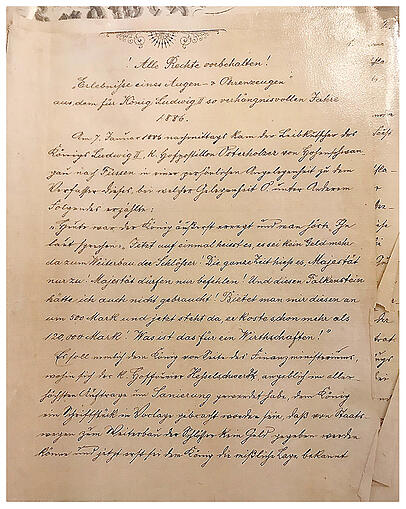 Bislang unbekannte Aufzeichnungen zur Gefangennahme von König Ludwig. Bislang unbekannte Aufzeichnungen zur Gefangennahme von König Ludwig.