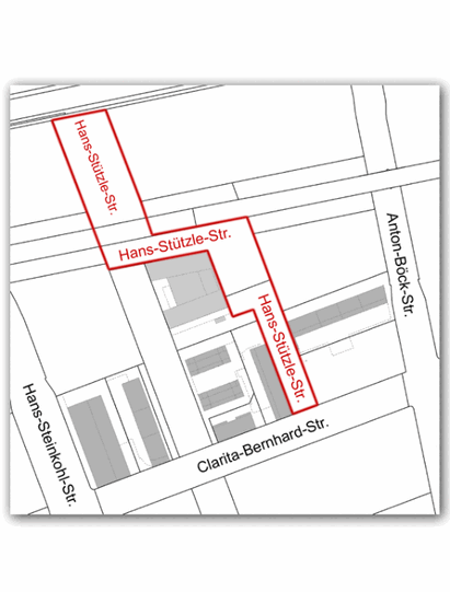 Hier verläuft die Hans-Stützle-Straße.