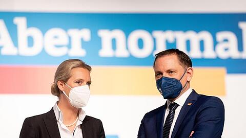 AfD-Franktionsvorsitzende Alice Weidel (l) und AfD-Bundessprecher Tino Chrupalla treten als Team an.