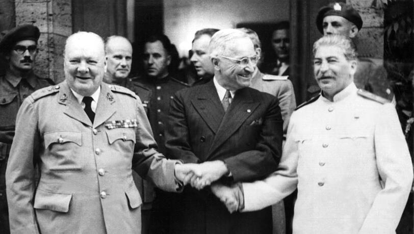 Churchill (l.), Truman und Stalin in Potsdam.