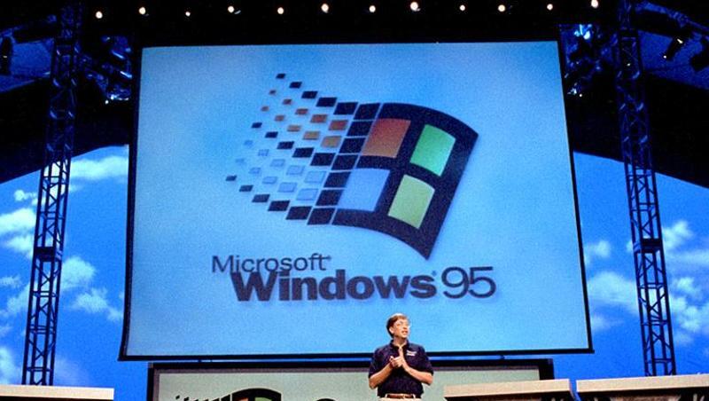 Microsoft-Gründer Bill Gates stellt in den USA das Betriebssystem Windows 95 dem Publikum vor. Microsoft-Gründer Bill Gates stellt in den USA das Betriebssystem Windows 95 dem Publikum vor.