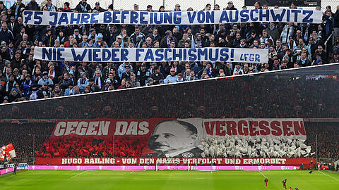 Die Fans des TSV 1860 (oben) und des FC Bayern sprachen sich am Wochenende gegen Faschismus aus.