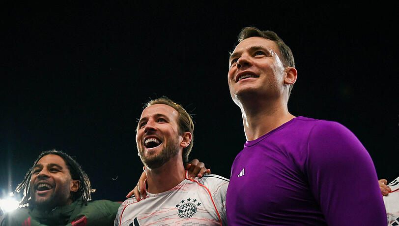 Die erfahrenen Anführer des FC Bayern: Manuel Neuer (r.) und Harry Kane. Die erfahrenen Anführer des FC Bayern: Manuel Neuer (r.) und Harry Kane.