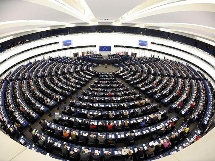 Blick in den Plenarsaal des Europaparlaments in Straßburg. Vom 23. bis zum 26. Mai wählen die Bürger von 28 EU-Staaten ein neues Parlament.
