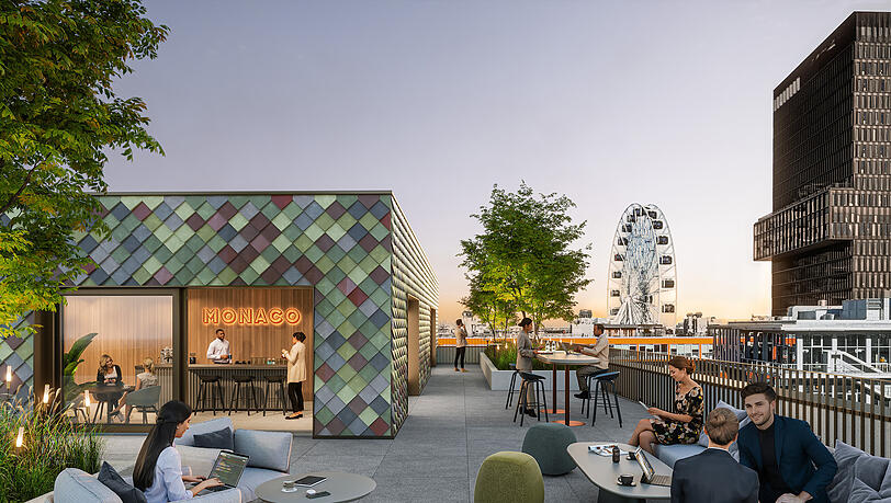 Blick auf die Dachterrasse des zukünftigen "Monaco". Blick auf die Dachterrasse des zukünftigen "Monaco".