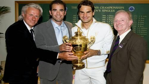 Tennis-Legenden unter sich: Björn Borg, Pete Sampras, Roger Federer und Rod Laver (v.l.). Tennis-Legenden unter sich: Björn Borg, Pete Sampras, Roger Federer und Rod Laver (v.l.).
