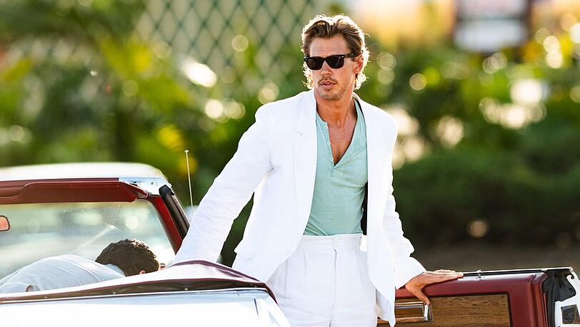 Austin Butler als Sonny Crockett beim "Miami Vice '85"-Dreh in New Jersey.