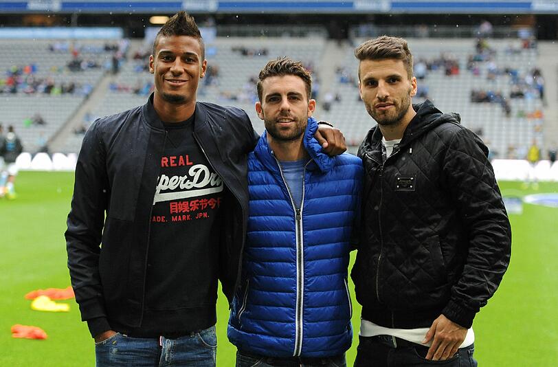 Die Neuzugänge Martin Angha (l-r), Rodri und Valdet Rama