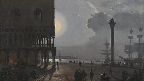 "Die Piazzetta bei Mondschein" – hier aus dem Jahr 1838 – ist schnell zu Friedrich Nerlys Bestseller geworden. Und das fast bis ans Lebensende des Künstlers. 36 Varianten sind überliefert, der Titel "Mondschein-Nerly" kommt also nicht von Ungefähr. Aber damit traf der Maler nicht nur einen Nerv, er erfand zugleich das hochromantische Venedig. Und mit seinen Gemälden ging dieses Image in die Welt hinaus.
