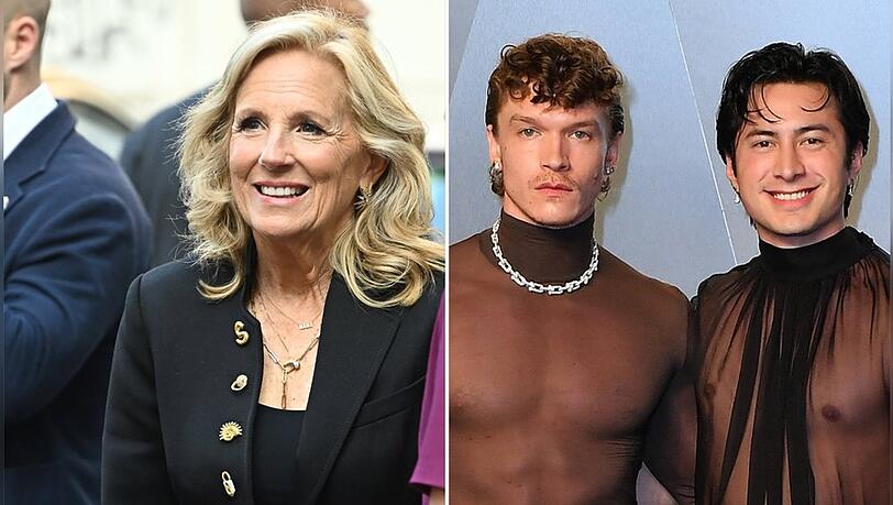 Jill Biden wird nicht mit Connor Storrie und Hudson Williams (re.) drehen.