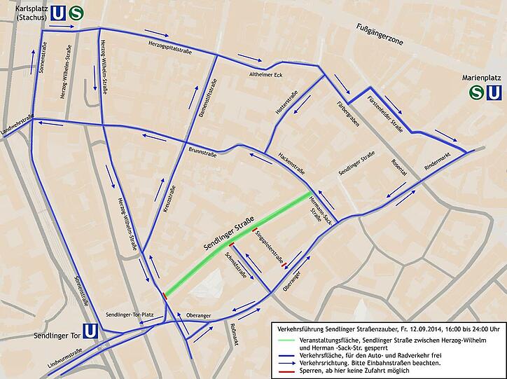 Am Freitag wird die Verkehrsführung rund um die Sendlinger Straße teilweise geändert.