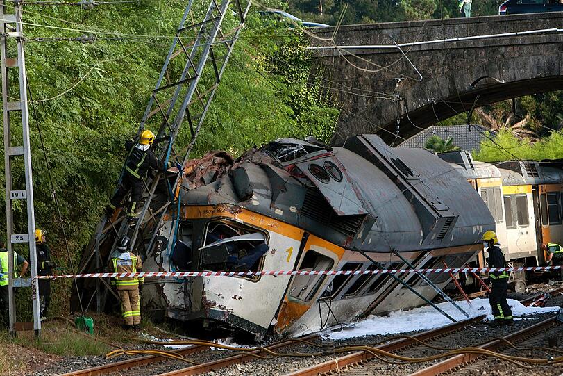 Im nordspanischen O Porrino entgleiste eine Bahn. Foto: Salvador Sas