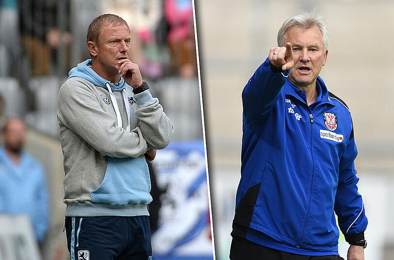 Nach einem schlechten Saisonstart musste Torsten Fröhling (l.) als Löwen-Trainer gehen - Benno Möhlmann übernahm.