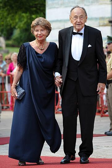 Der ehemalige Bundesaußenminister Hans-Dietrich Genscher (FDP) und seine Ehefrau Barbara
