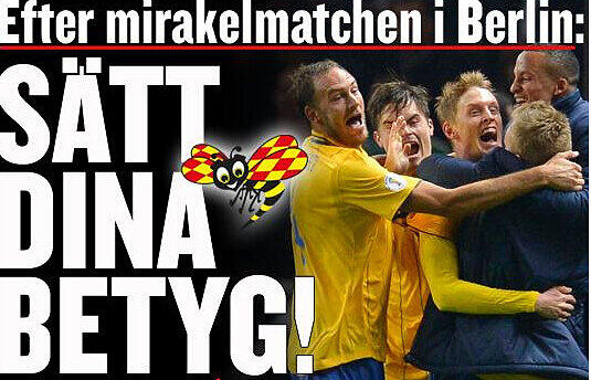 In der schwedischen Presse wird die Elf um Zlatan Ibrahimovic heute gefeiert - Leser des Expressen werden dazu aufgefordert, den Spielern ihre Glückwünsche mitzuteilen.