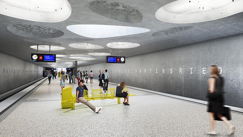 So stellen sich die Architekten den U-Bahnhof Martinsried vor.
