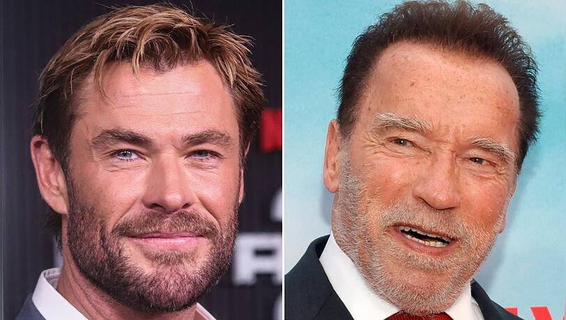 Zwei Generationen durchtrainierter Action-Stars: Chris Hemsworth (li.) und Arnold Schwarzenegger
