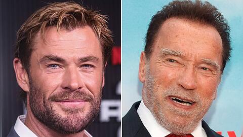 Zwei Generationen durchtrainierter Action-Stars: Chris Hemsworth (li.) und Arnold Schwarzenegger
