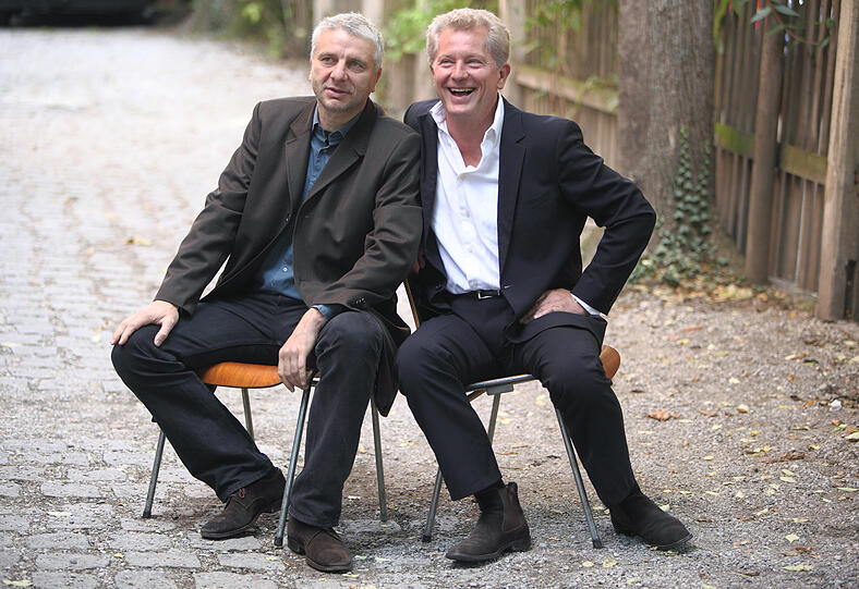 Die Schauspieler Udo Wachtveitl (alias Kommissar Leitmayr, l) und Miroslav Nemec (alias Kommissar Batic).