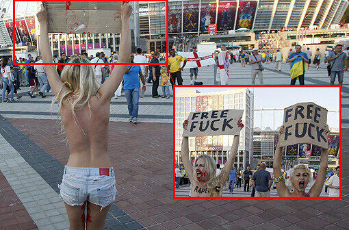 Nackte Tatsachen: Gewohnt freizügig protestierten Anhänger der feministischen Organisation Femen in London während Olympia - diesmal gegen islamistische Regimes und deren Unterstützung durch das olympische Kommitee. Da hatte die englische Polizei alle Hände voll zu tun.