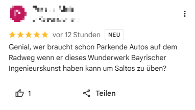 Da wird der Radschnellweg zum Übungsplatz für Saltos. Da wird der Radschnellweg zum Übungsplatz für Saltos.