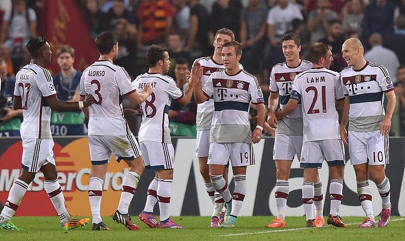 Die Bayern bei der 7:1 Gala gegen den AS Rom.