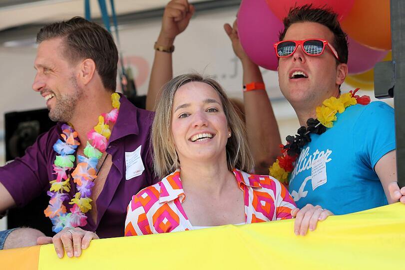 Bundesfamilienministerin Kristina Schröder (CDU) auf dem Christopher Street Day in Frankfurt am Main.